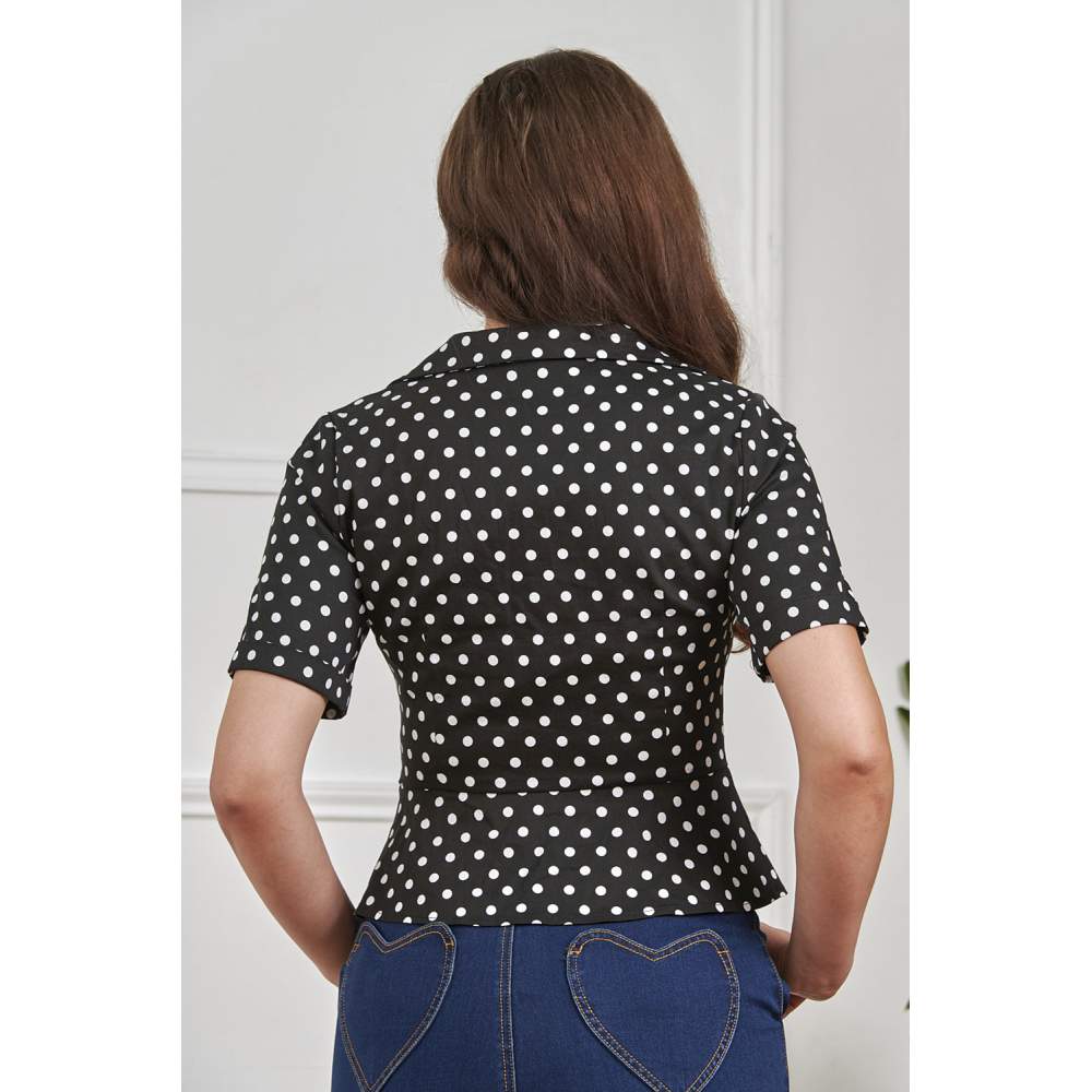 Banned - Marion Polka Dot Chemisier - Noir